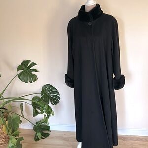 Rare Vintage Fur Collared Wool Winter Trenchcoat